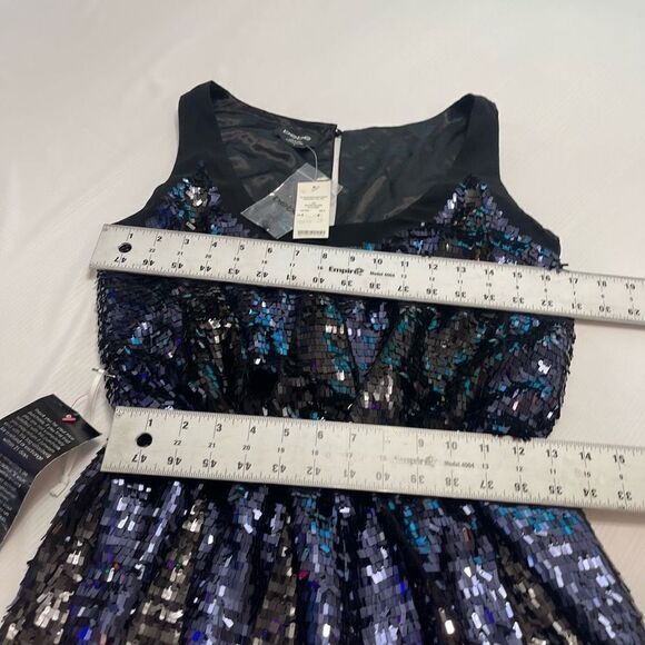 NWT BEBE Navy Blue Black Sequin Embellished Romper Jumpsuit Size 4 NEW - Picture 5 of 7